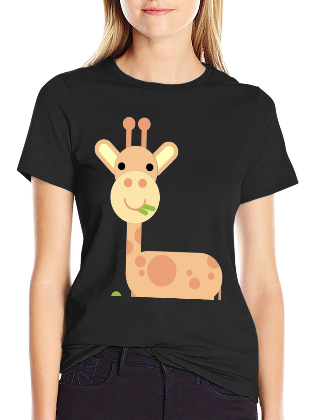 Cute Giraffe Graphic T-Shirt - Black
