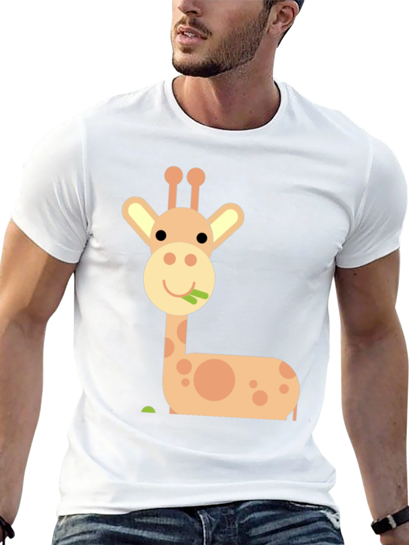 Cute Giraffe Graphic T-Shirt - Black
