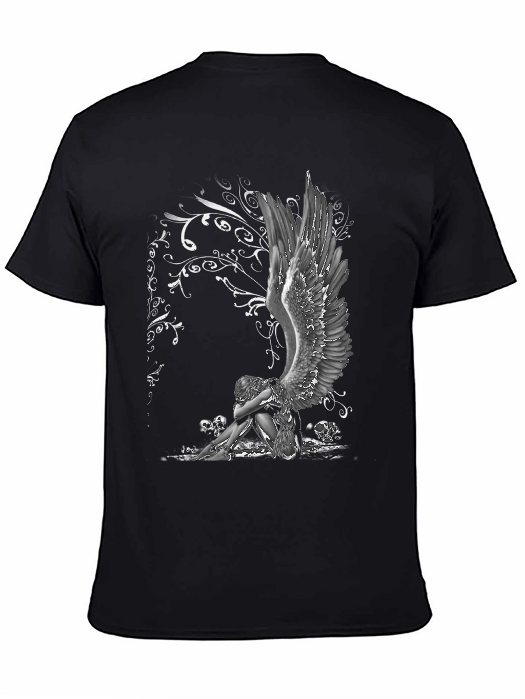 Angel & Skulls Graphic Print T-Shirt