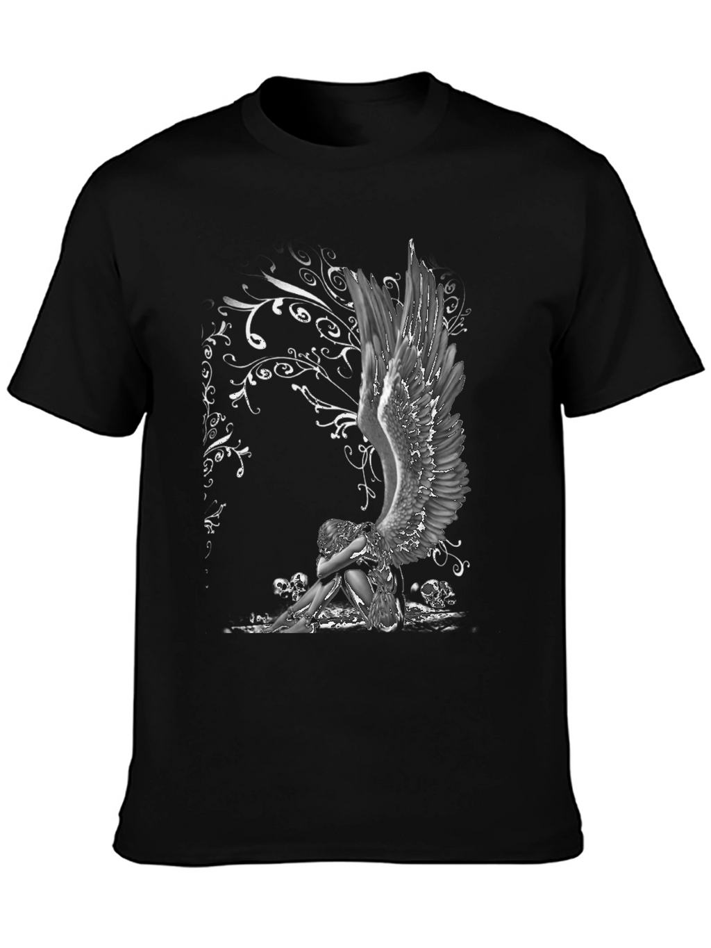 Angel & Skulls Graphic Print T-Shirt