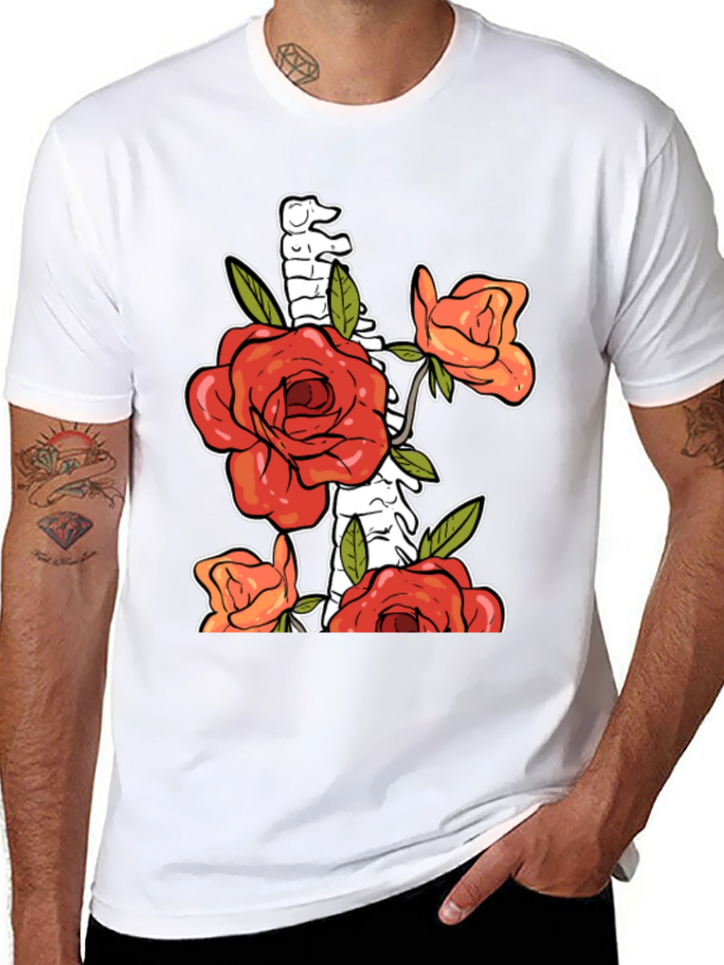 Floral Skeleton Graphic T-Shirt