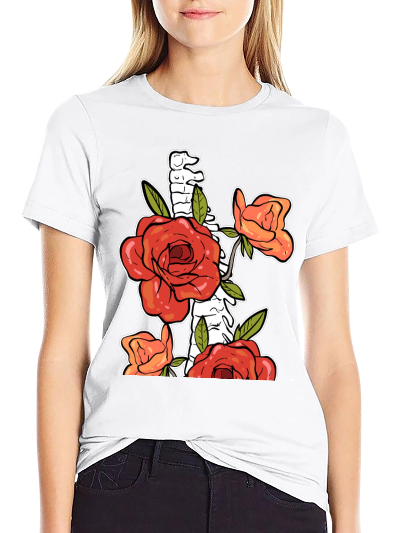 Floral Skeleton Graphic T-Shirt