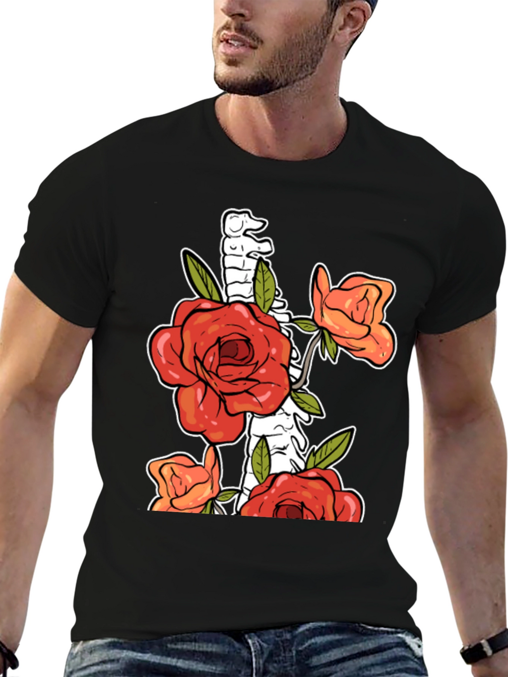 Floral Skeleton Graphic T-Shirt