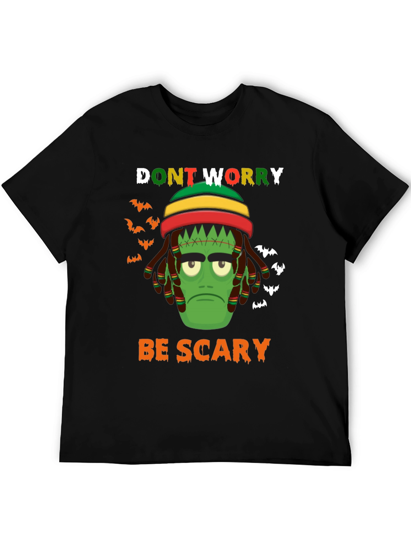 Rasta Frankenstein Halloween T-Shirt - Dont Worry Be Scary