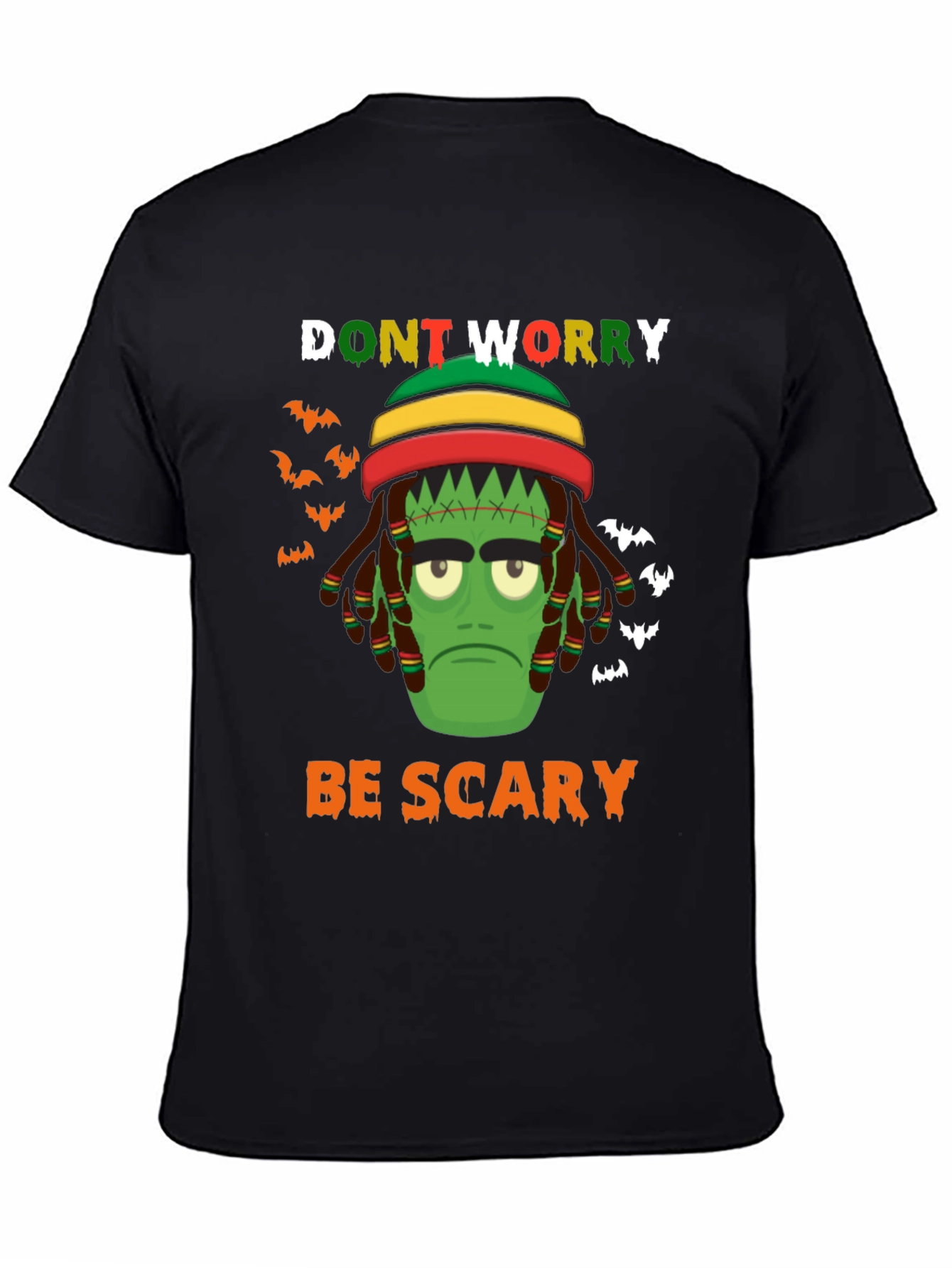 Rasta Frankenstein Halloween T-Shirt - Dont Worry Be Scary