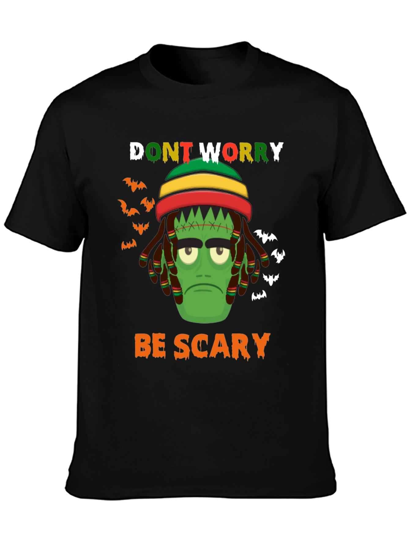 Rasta Frankenstein Halloween T-Shirt - Dont Worry Be Scary