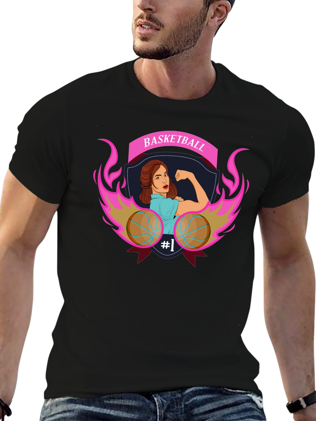 Basketball Strong Woman Graphic T-Shirt