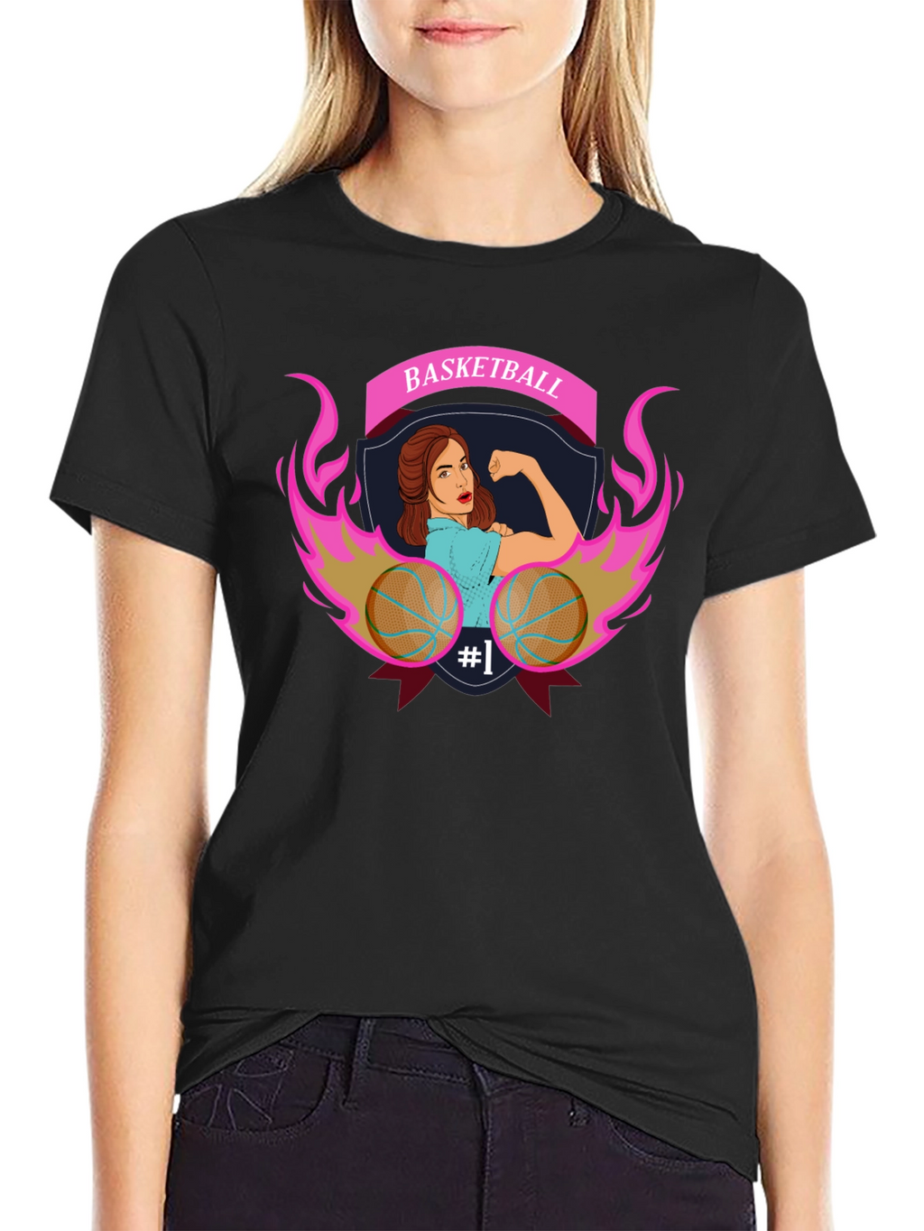 Basketball Strong Woman Graphic T-Shirt