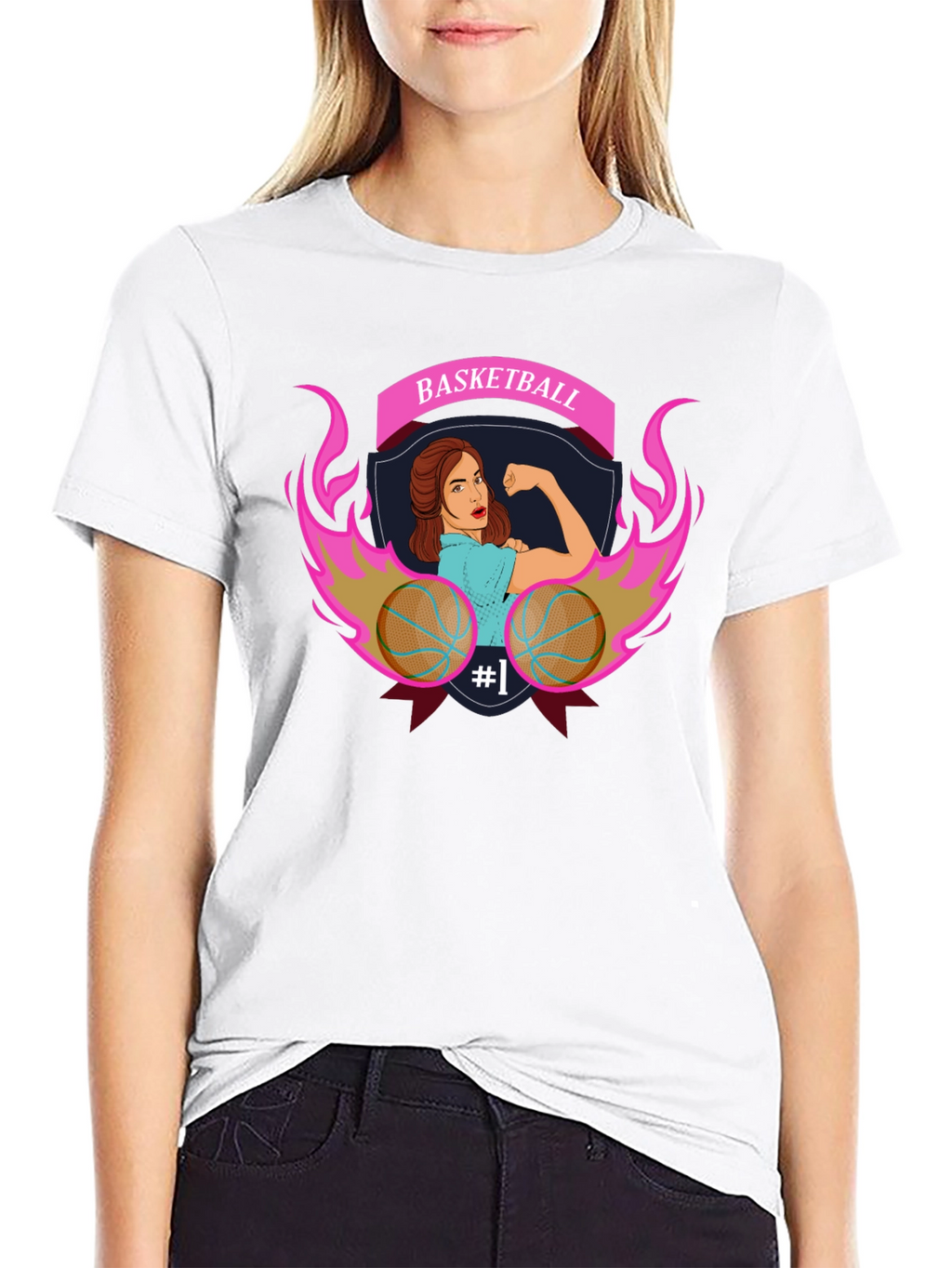 Basketball Strong Woman Graphic T-Shirt