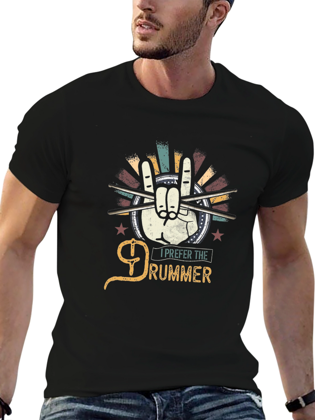 I Prefer the Drummer Black Graphic Tee