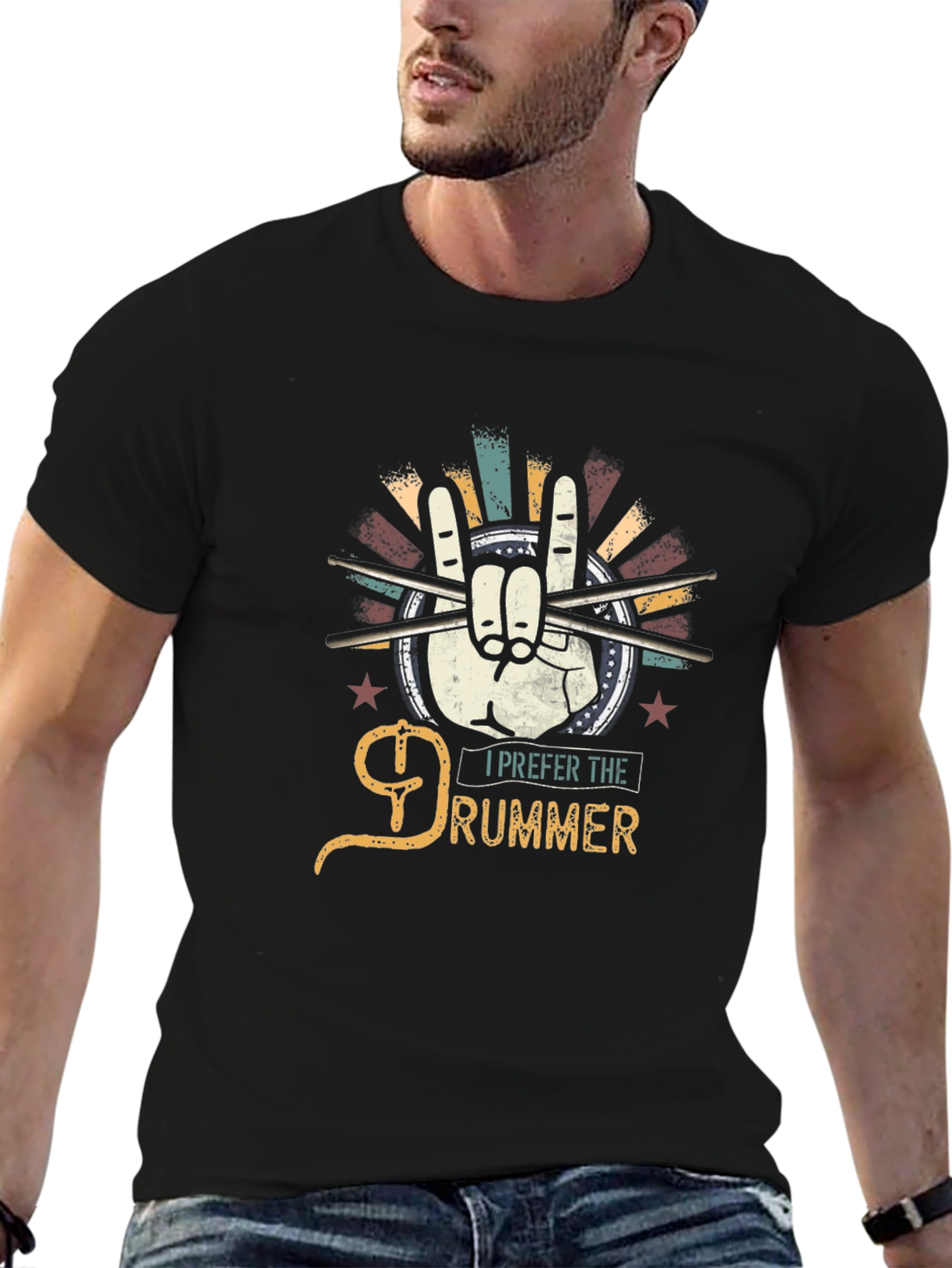 I Prefer the Drummer Black Graphic Tee