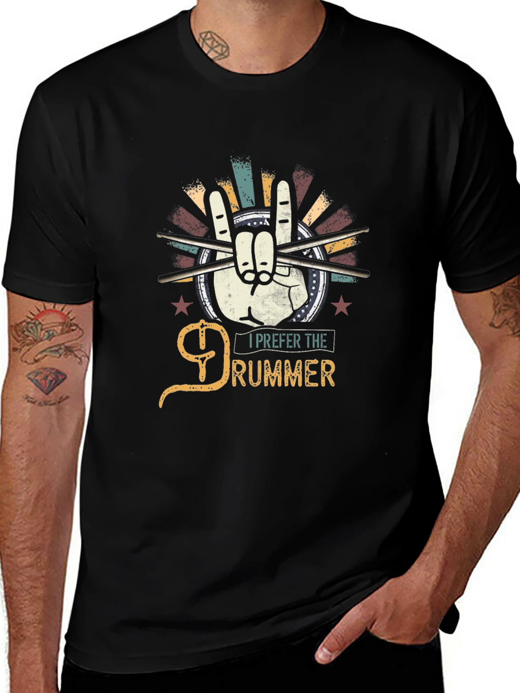 I Prefer the Drummer Black Graphic Tee