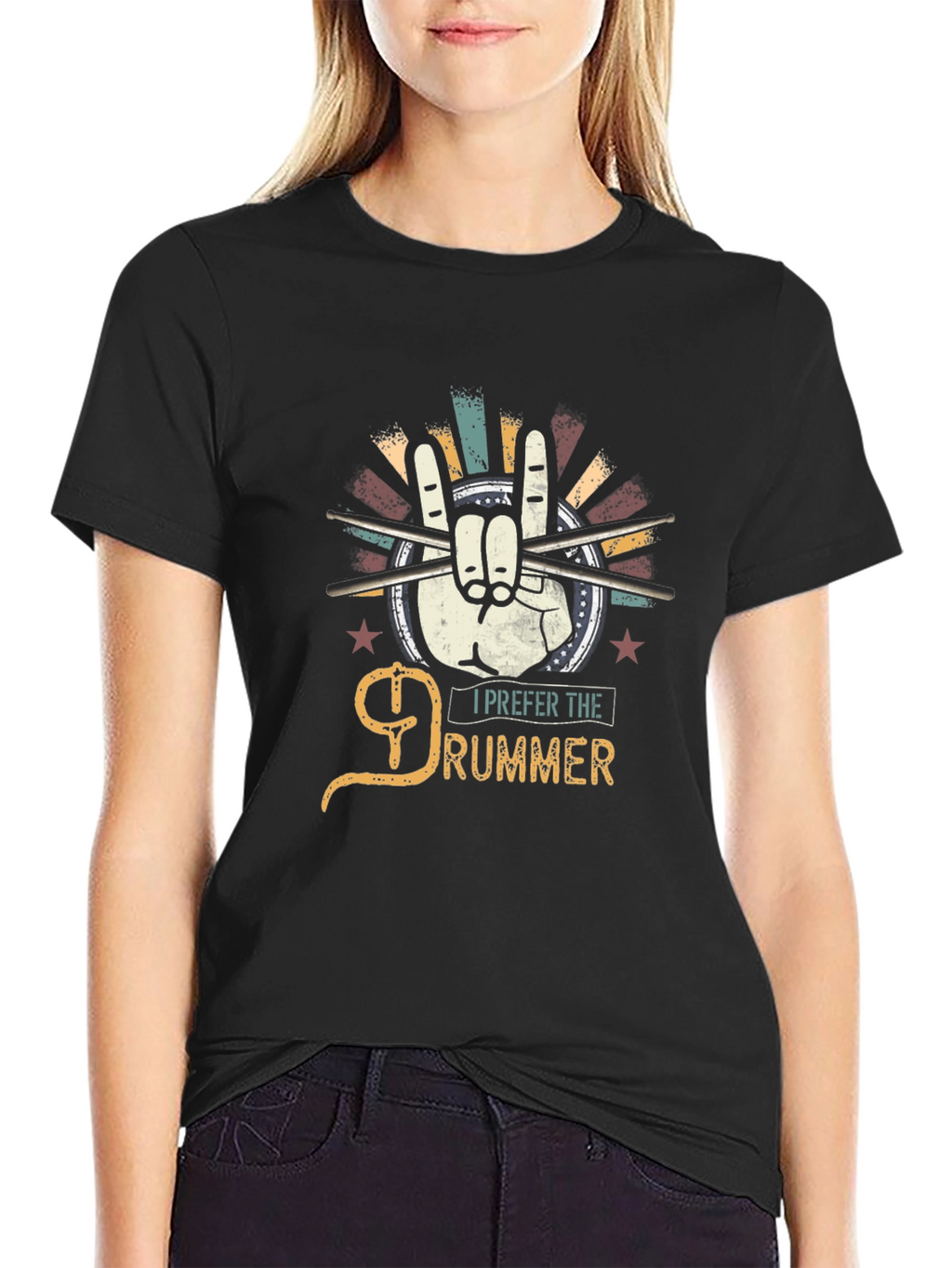 I Prefer the Drummer Black Graphic Tee