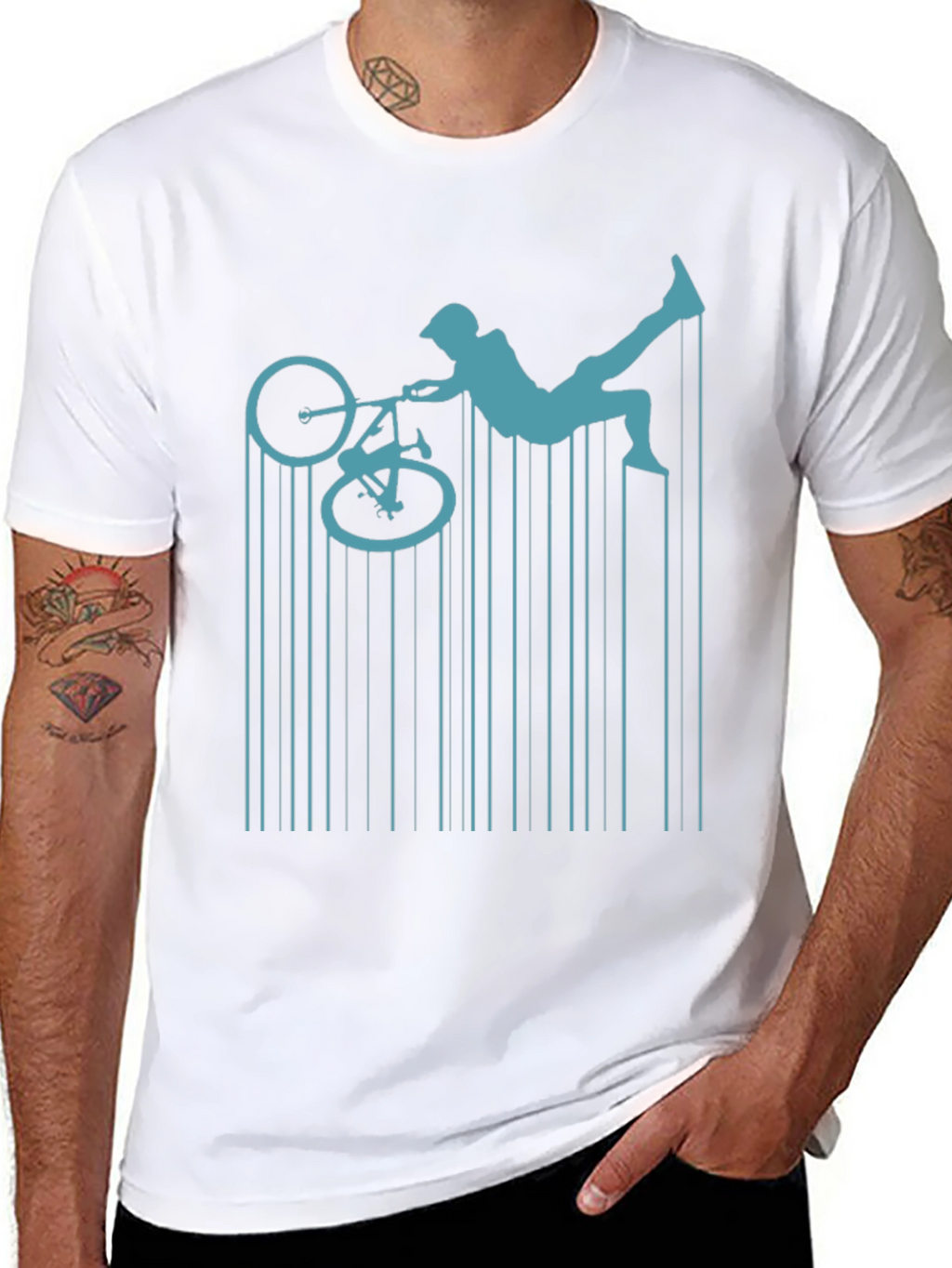 BMX Rider Barcode T-Shirt | Stunt Bike Graphic Tee