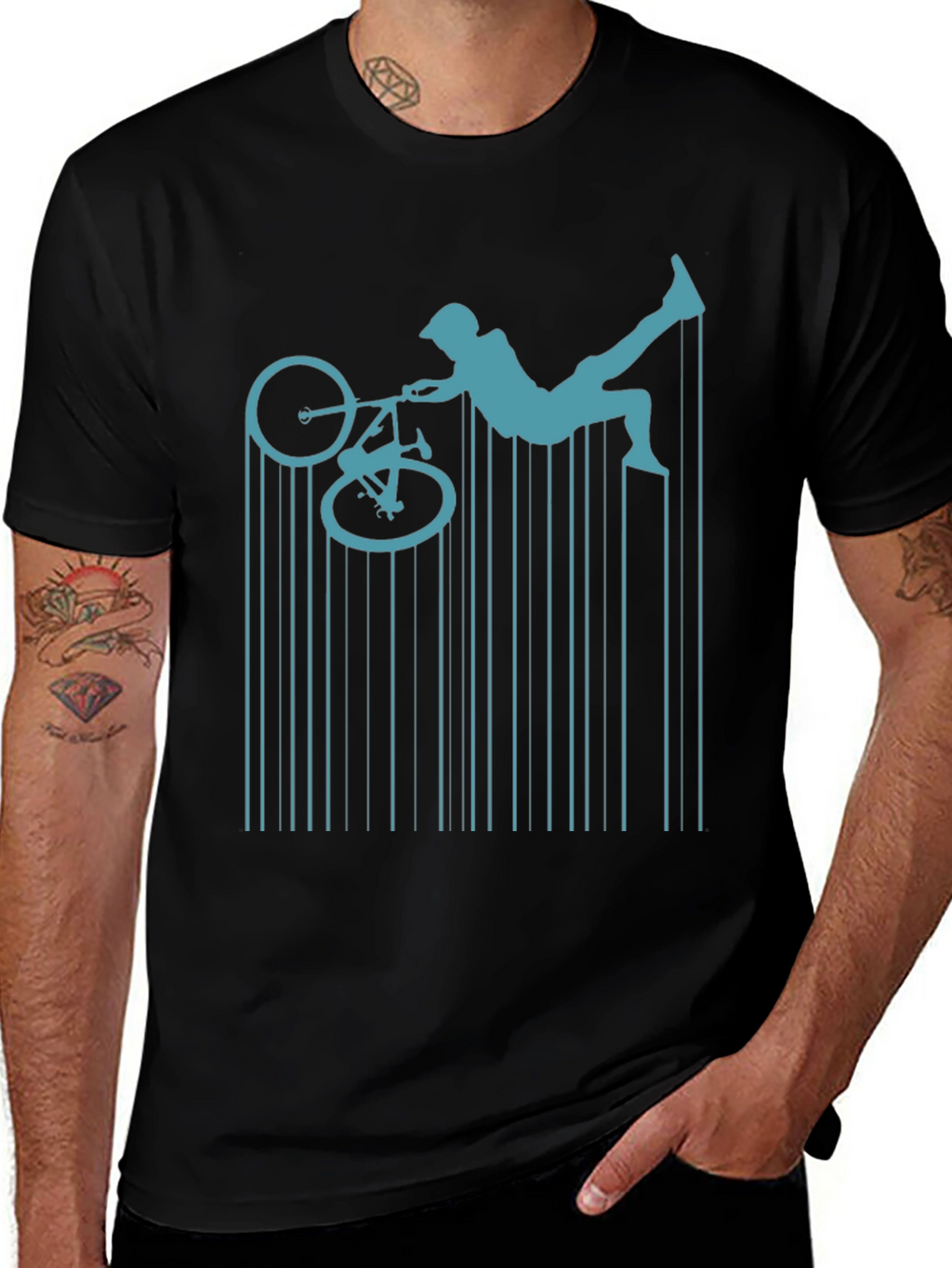 BMX Rider Barcode T-Shirt | Stunt Bike Graphic Tee