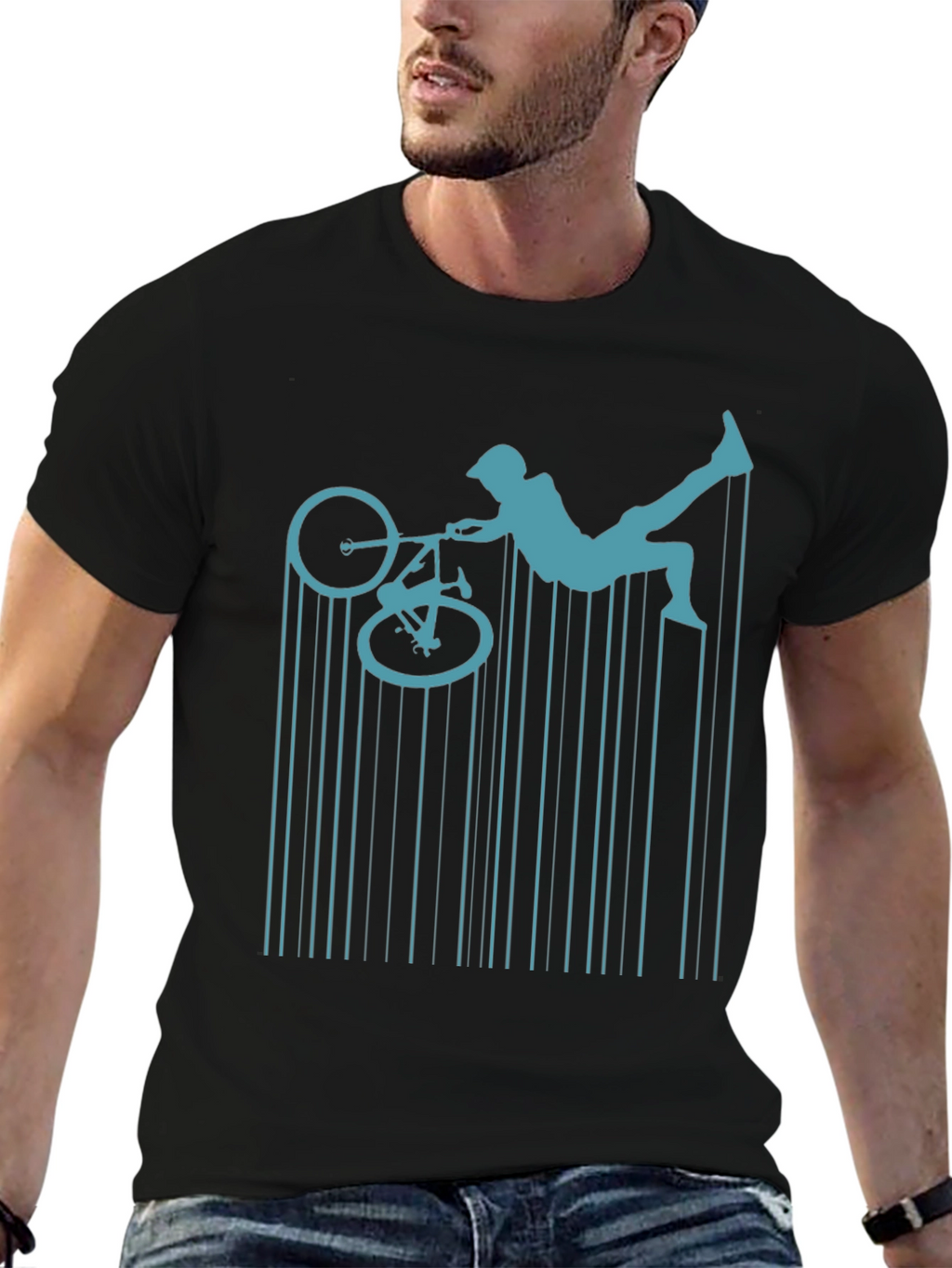 BMX Rider Barcode T-Shirt | Stunt Bike Graphic Tee