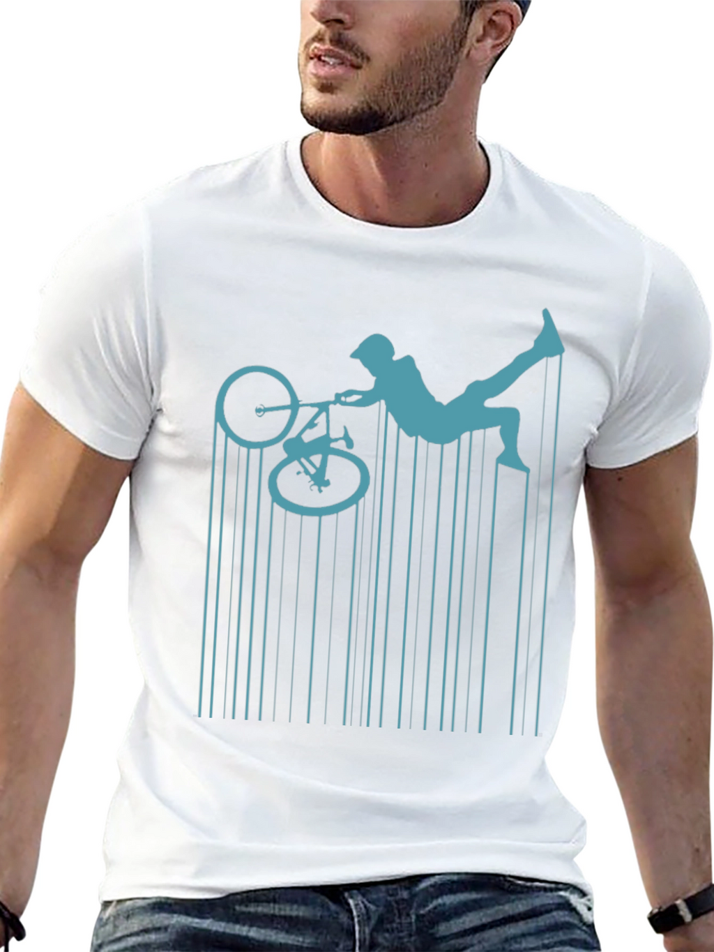 BMX Rider Barcode T-Shirt | Stunt Bike Graphic Tee