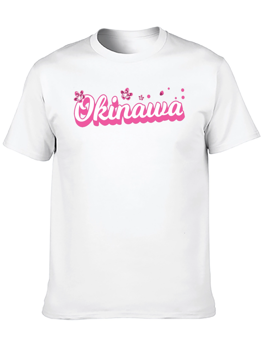 Okinawa Pink Cherry Blossom Graphic Black T-Shirt