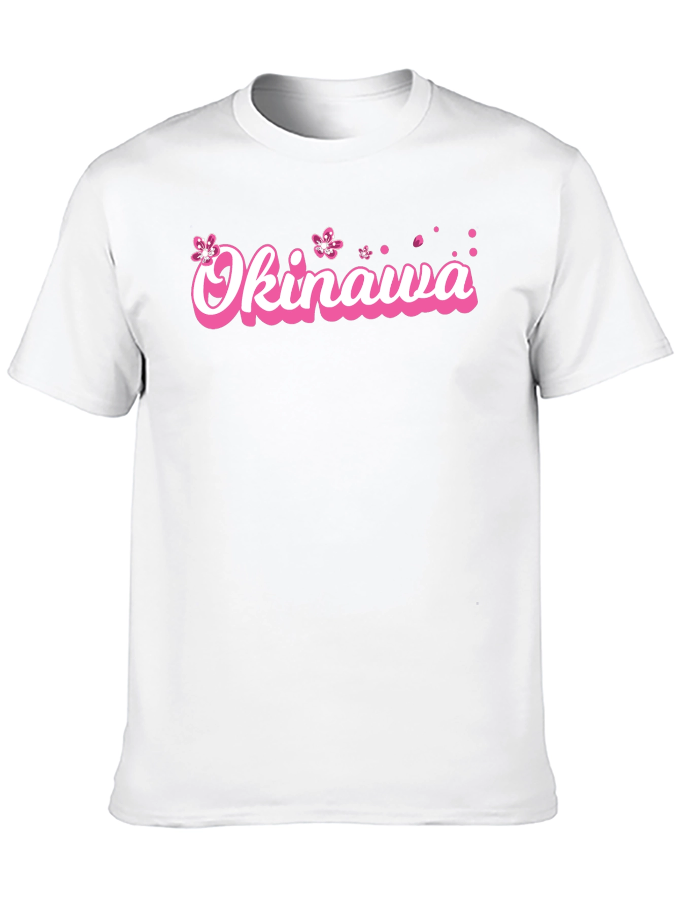 Okinawa Pink Cherry Blossom Graphic Black T-Shirt
