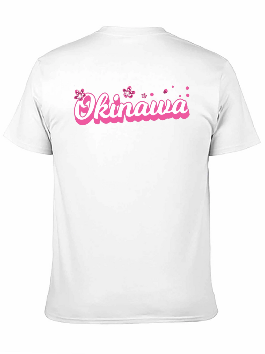 Okinawa Pink Cherry Blossom Graphic Black T-Shirt