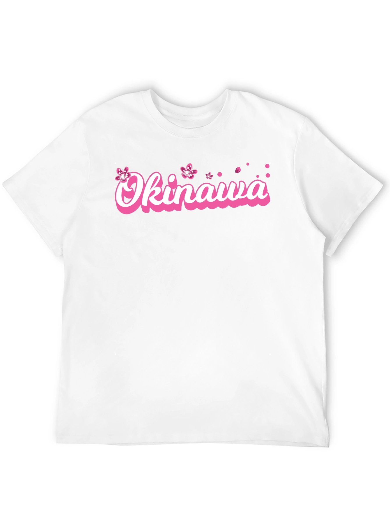 Okinawa Pink Cherry Blossom Graphic Black T-Shirt