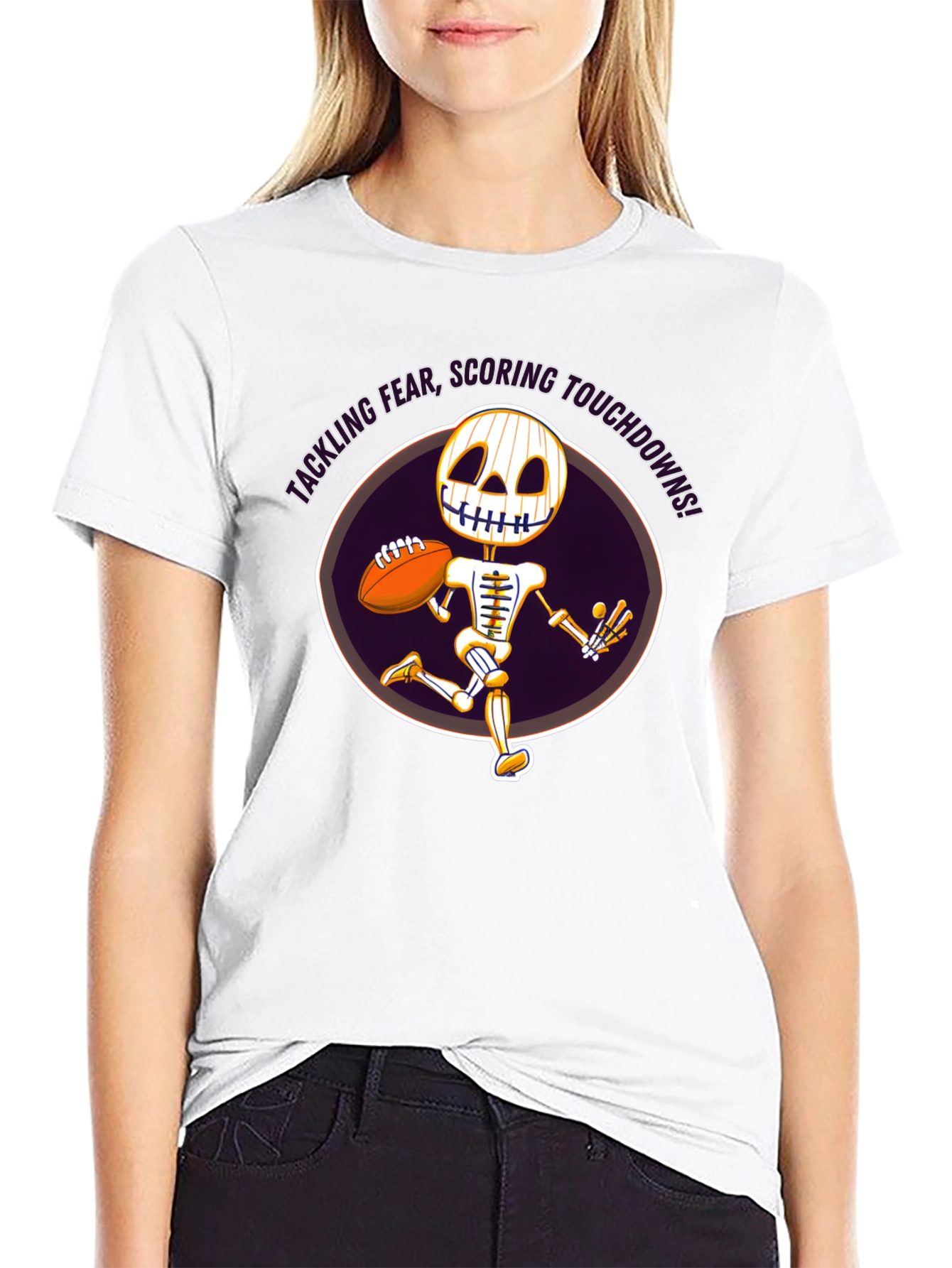 Tackling Fear Skeleton Football T-Shirt