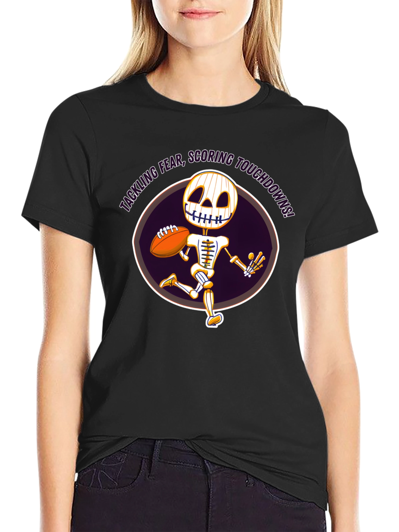 Tackling Fear Skeleton Football T-Shirt