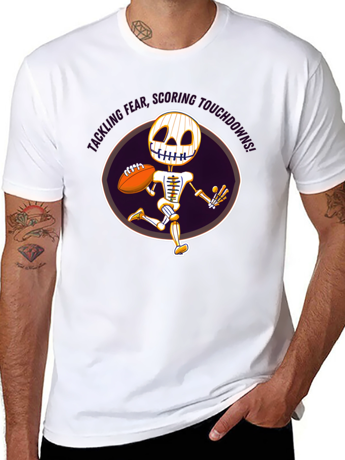 Tackling Fear Skeleton Football T-Shirt