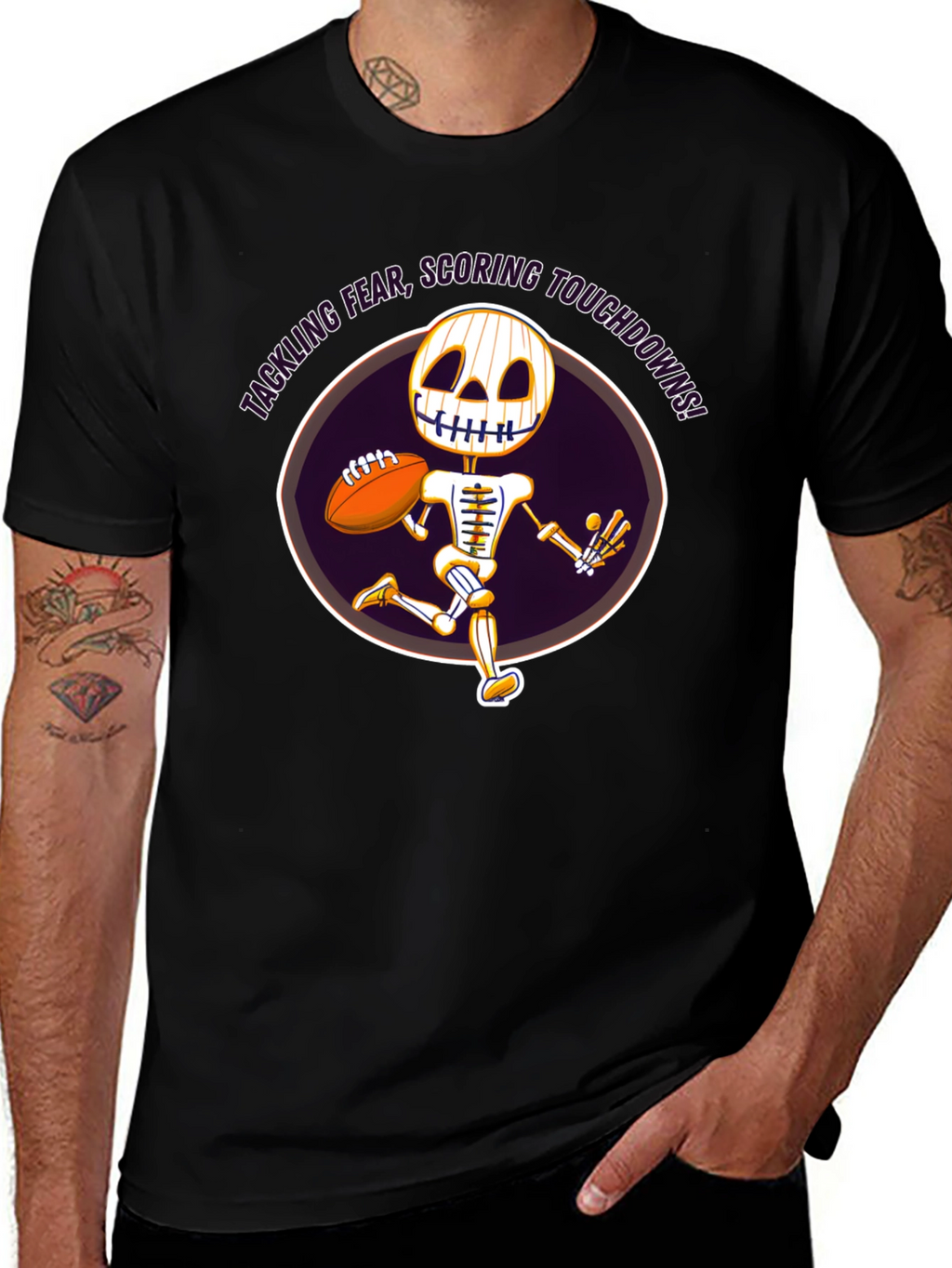 Tackling Fear Skeleton Football T-Shirt