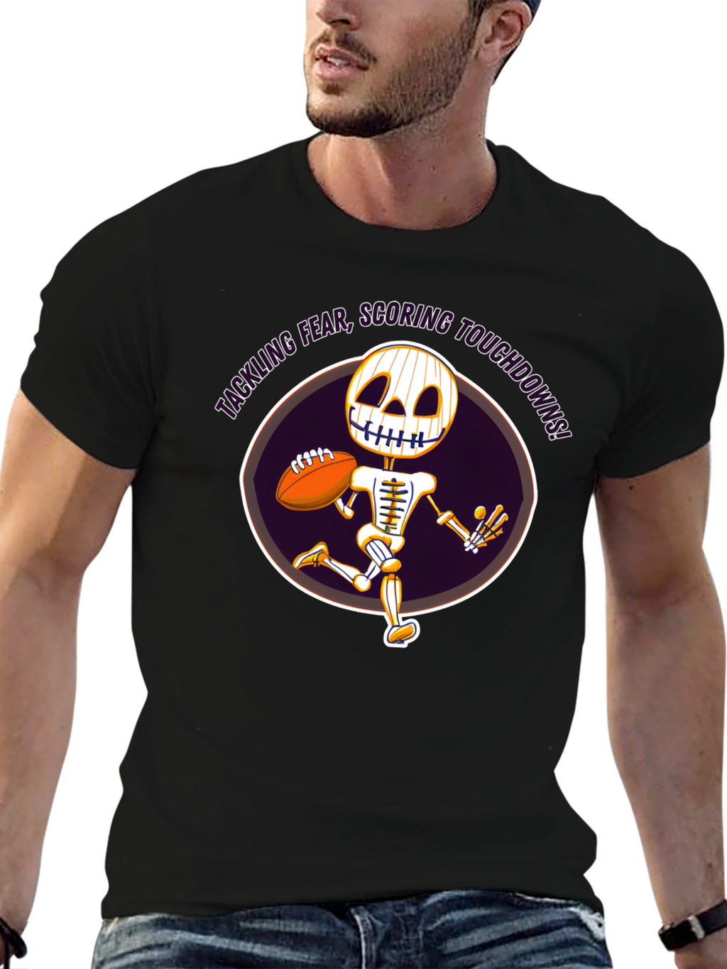 Tackling Fear Skeleton Football T-Shirt