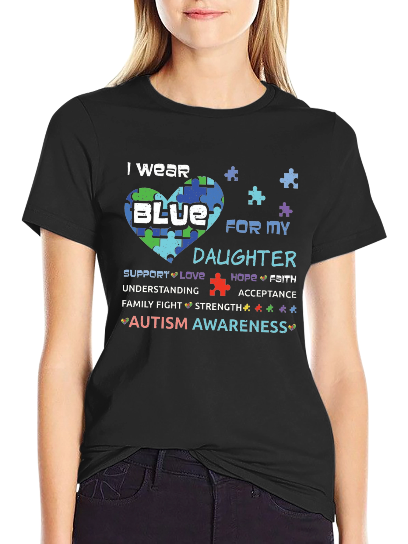 Autism Awareness T-Shirt: I Wear Blue for My Daughter