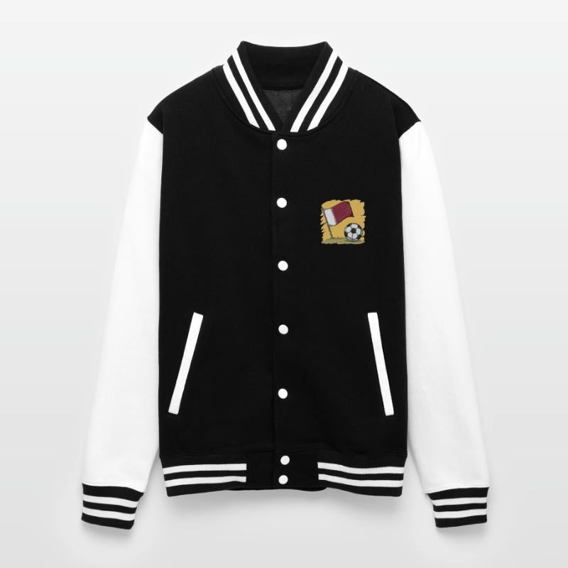 Qatar flag and crayon-style soccer ball