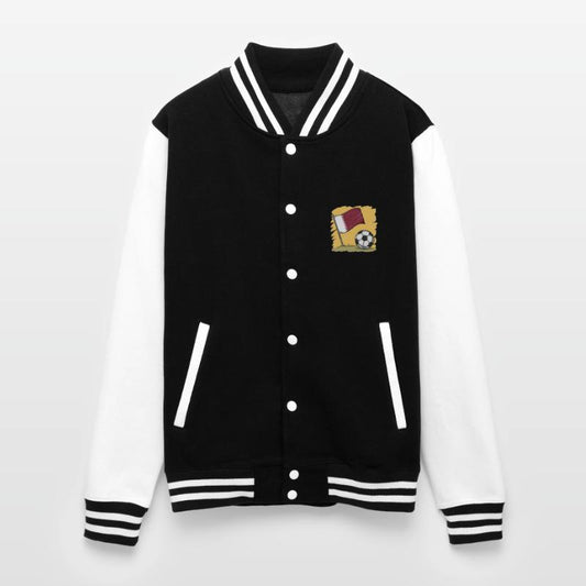 Qatar flag and crayon-style soccer ball