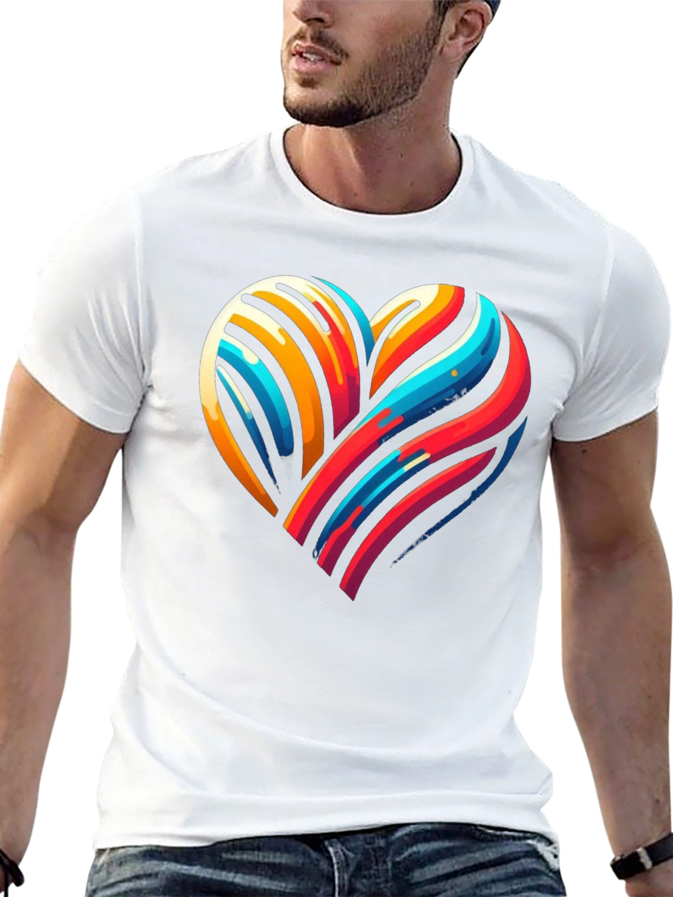 Colorful Heart Graphic Black Tee