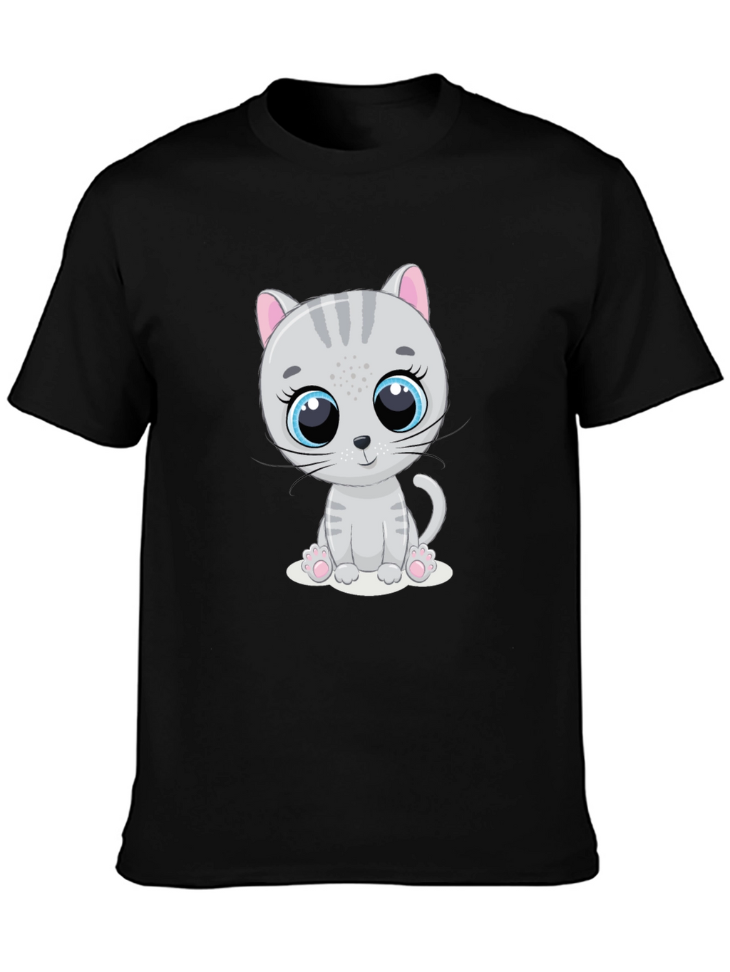 Cute Cartoon Cat Graphic Print T-Shirt