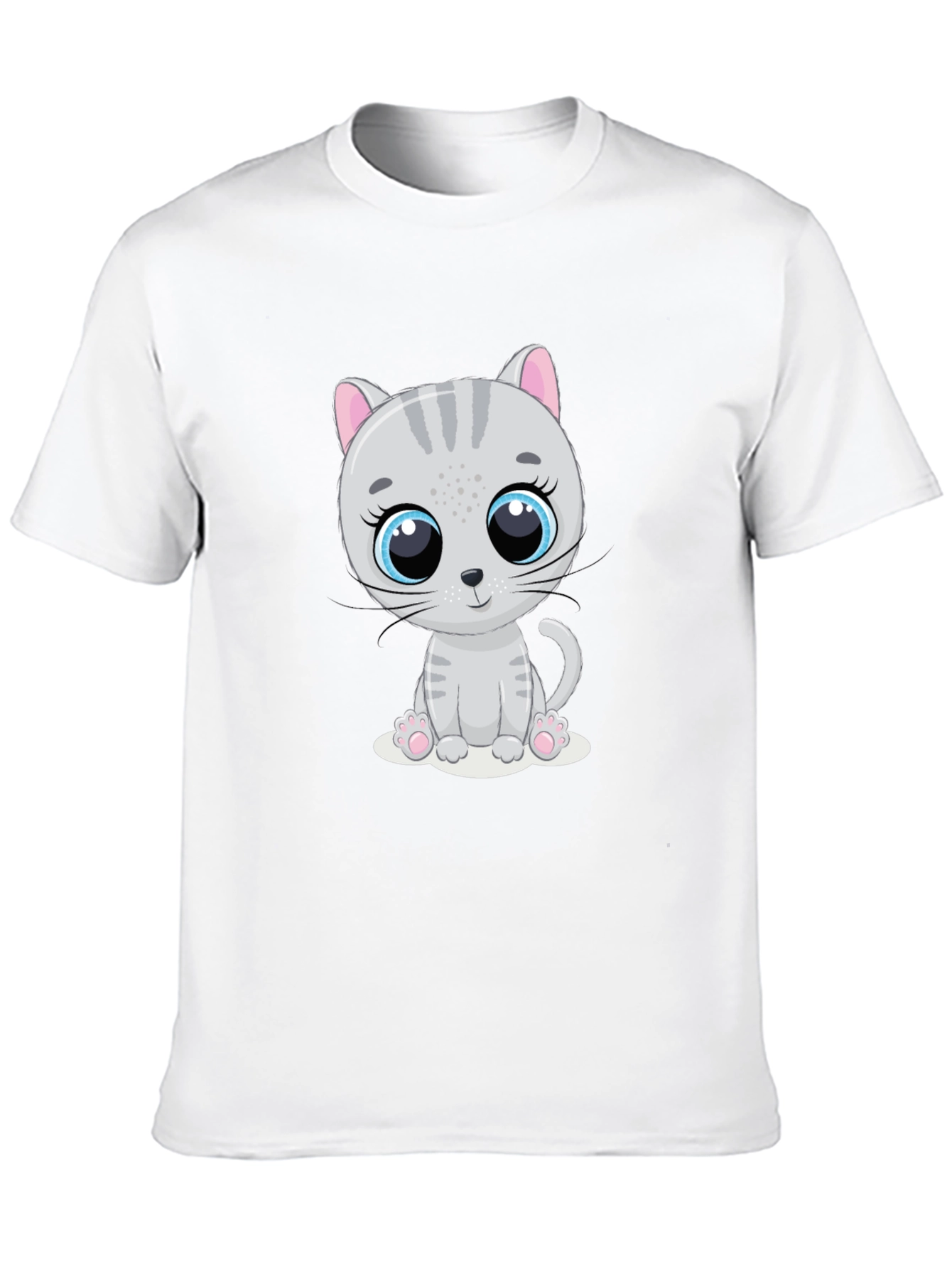 Cute Cartoon Cat Graphic Print T-Shirt