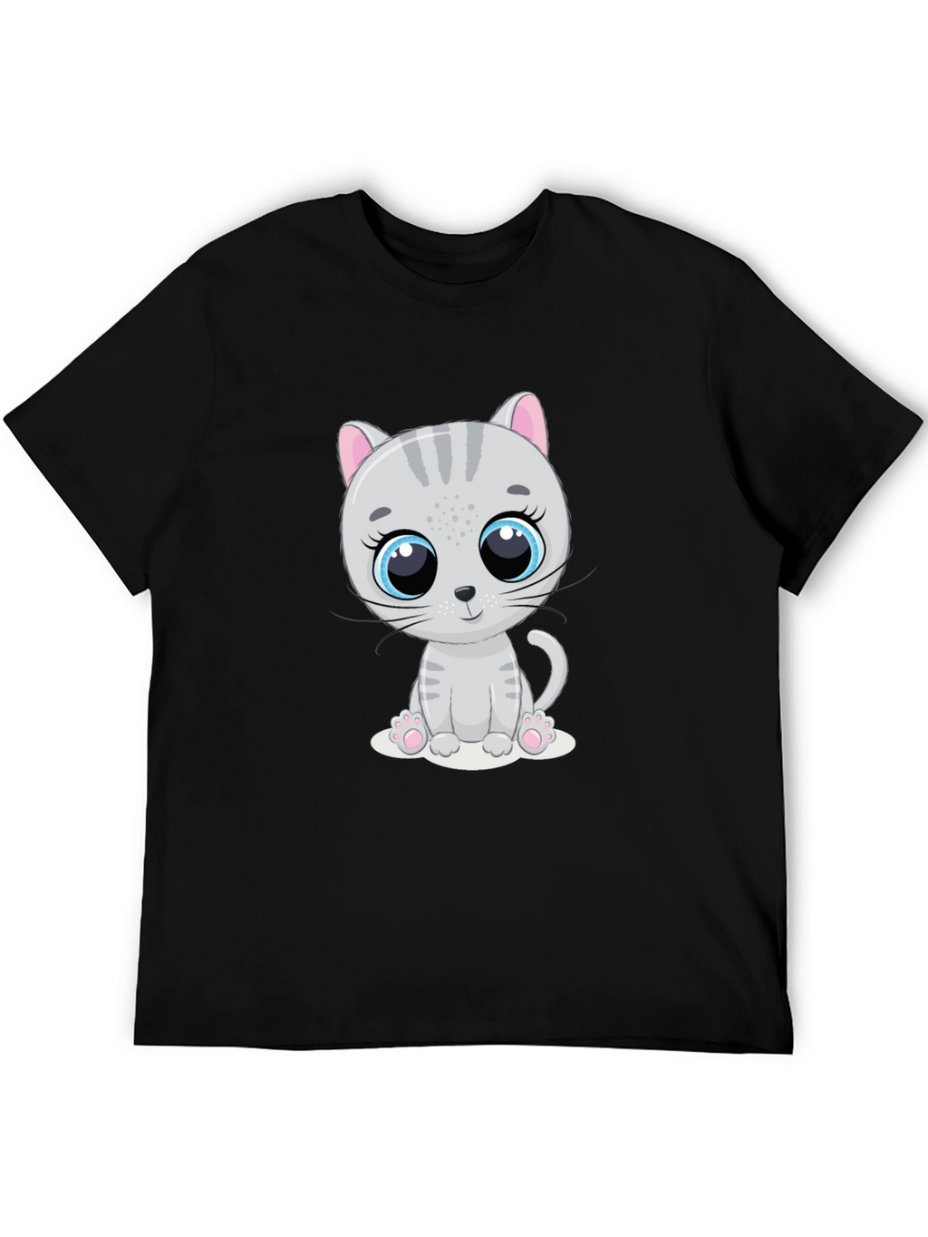 Cute Cartoon Cat Graphic Print T-Shirt