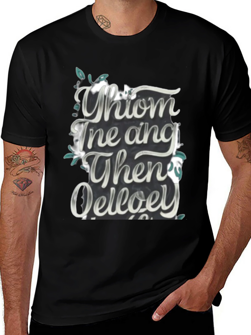 Whimsical Text Graphic Black Tee