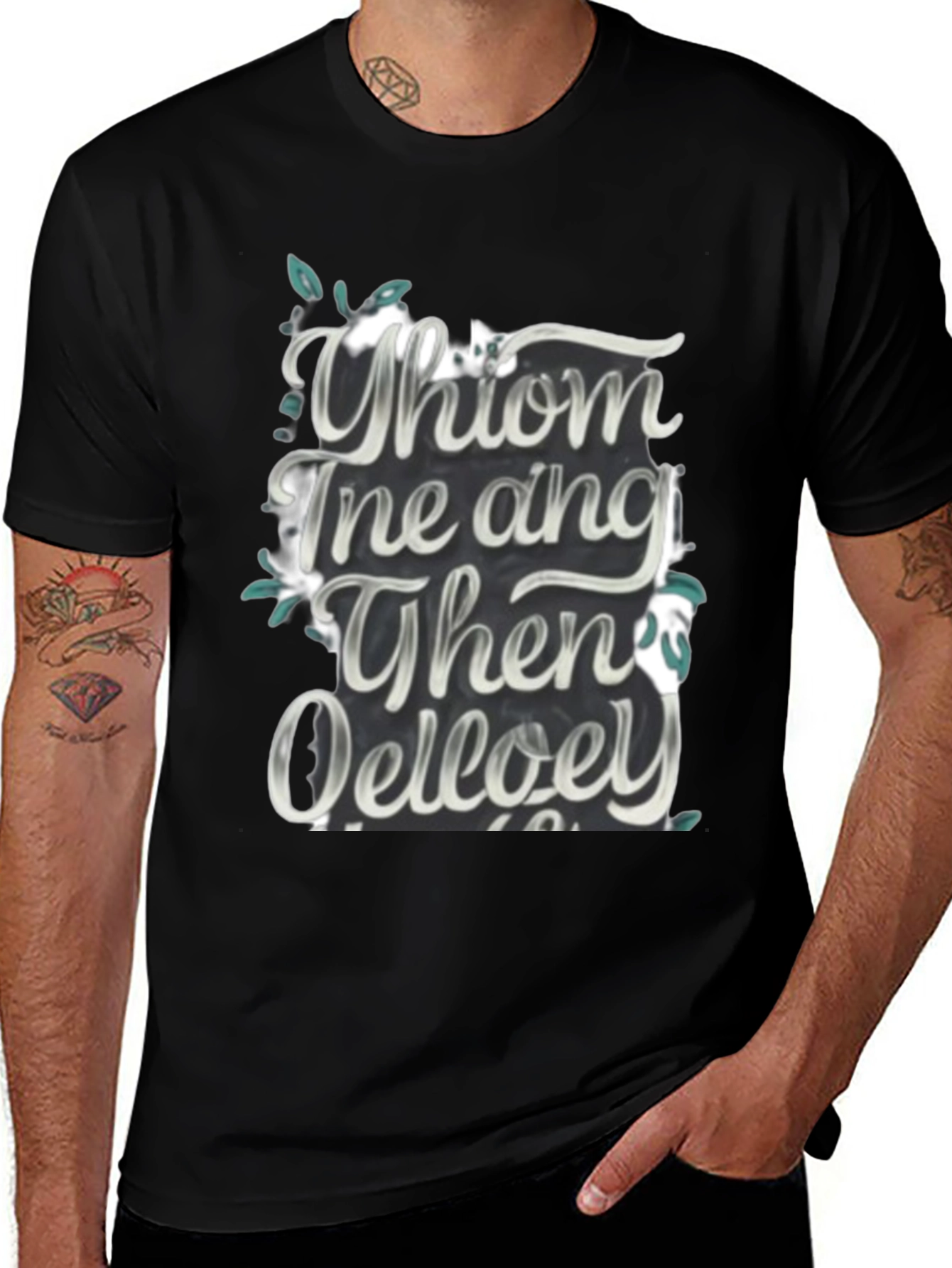 Whimsical Text Graphic Black Tee