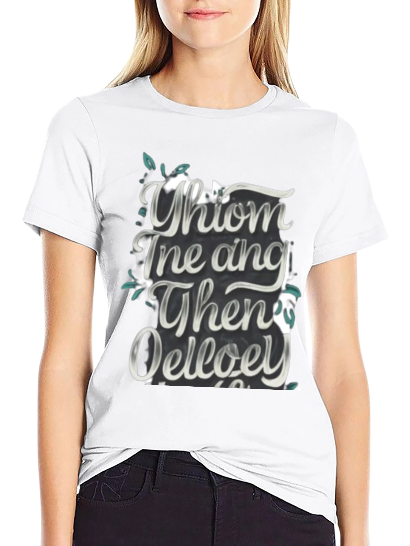 Whimsical Text Graphic Black Tee