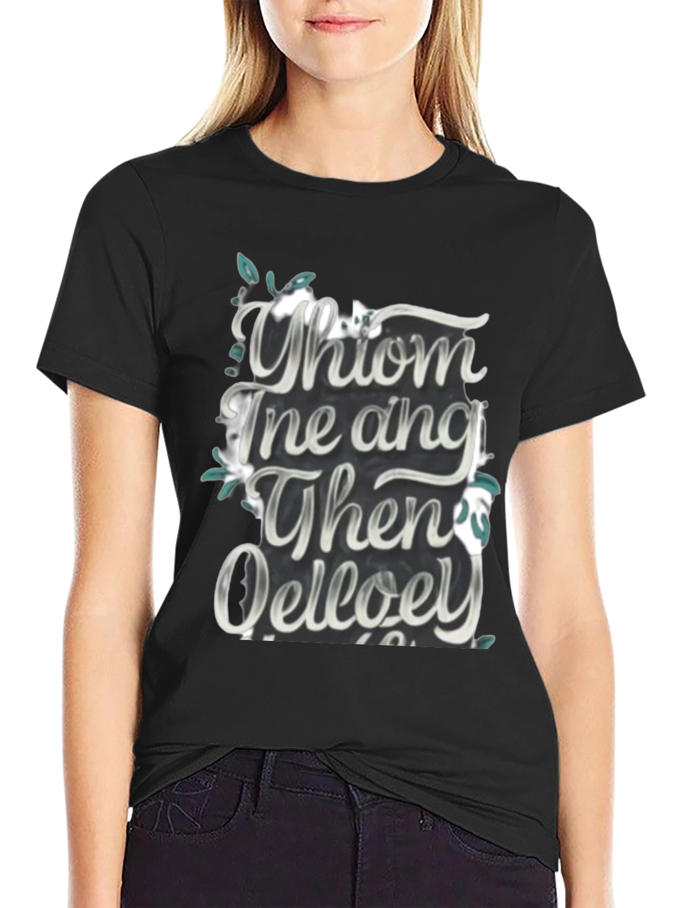 Whimsical Text Graphic Black Tee