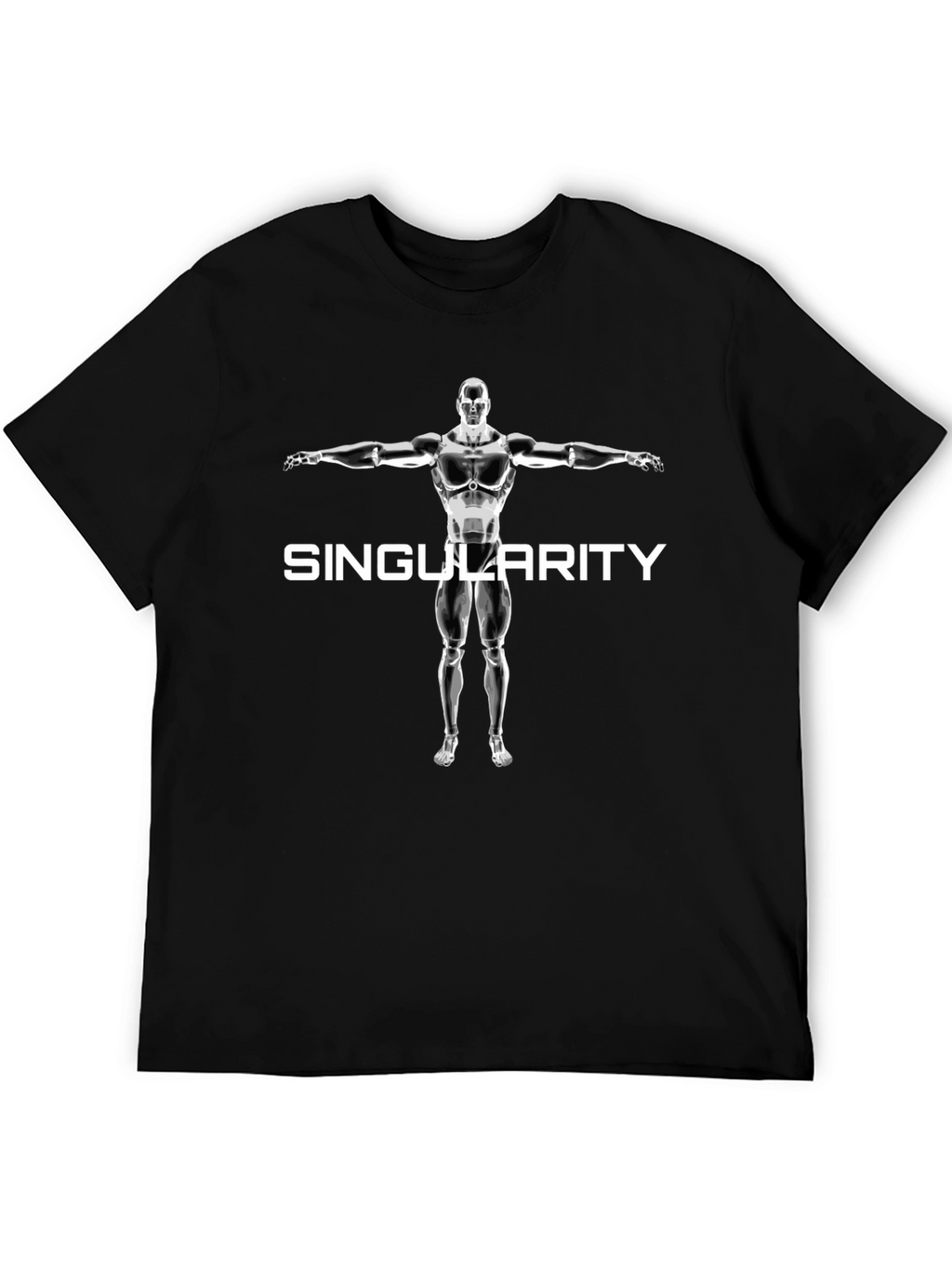 Singularity Robot Graphic Tee - Cool Black T-Shirt