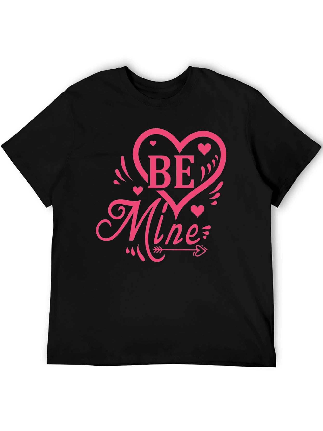 Be Mine Heart Graphic Black T-Shirt