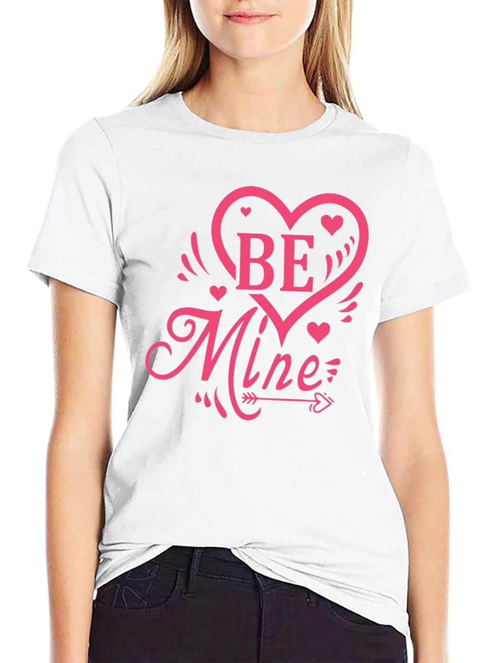 Be Mine Heart Graphic Black T-Shirt