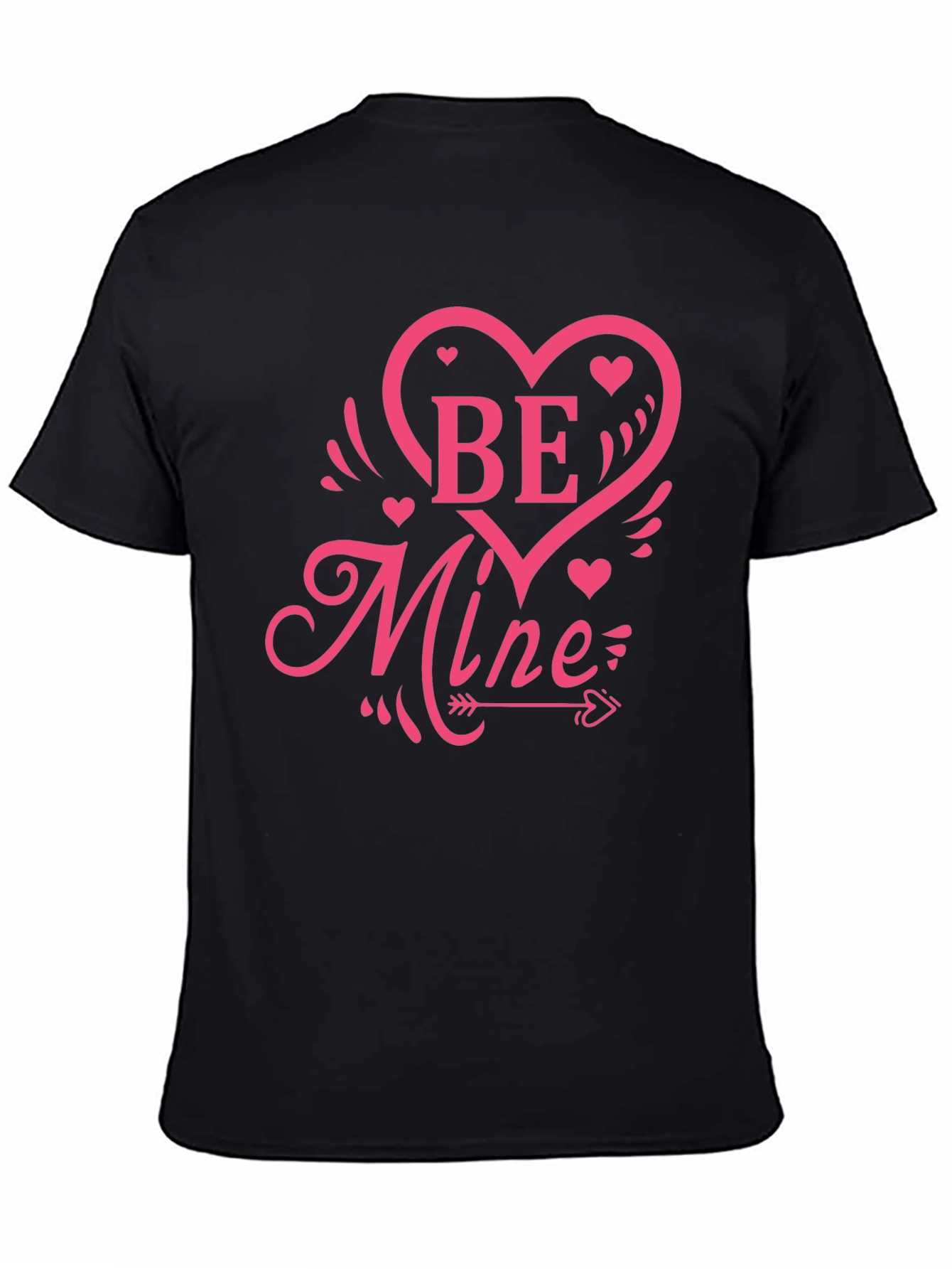 Be Mine Heart Graphic Black T-Shirt