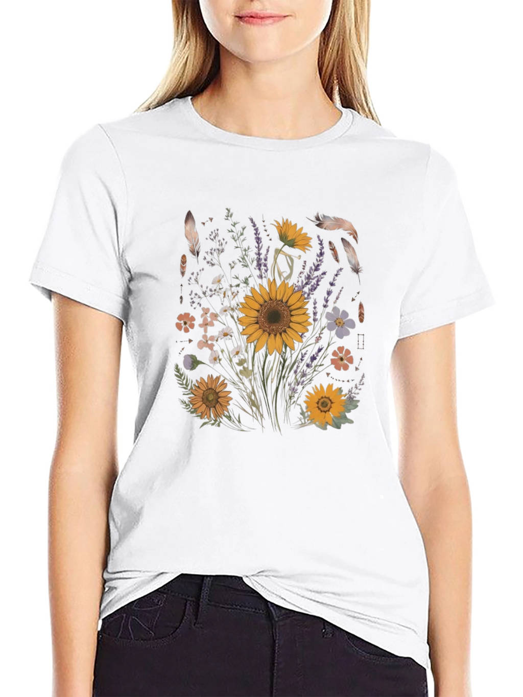Floral Graphic Tee - Sunflower Design