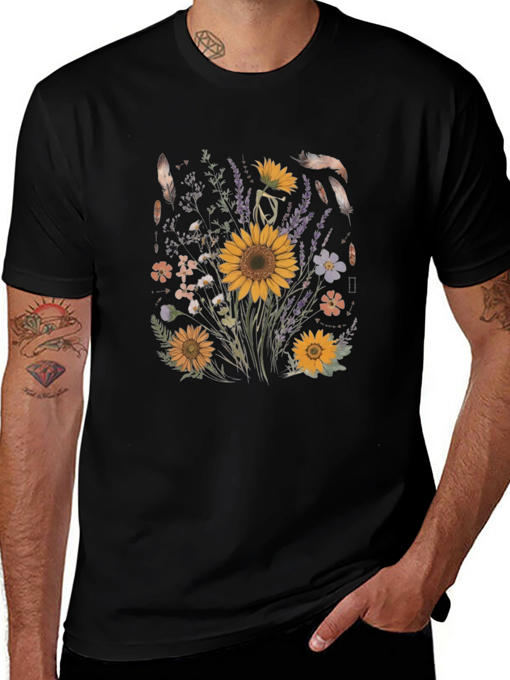 Floral Graphic Tee - Sunflower Design