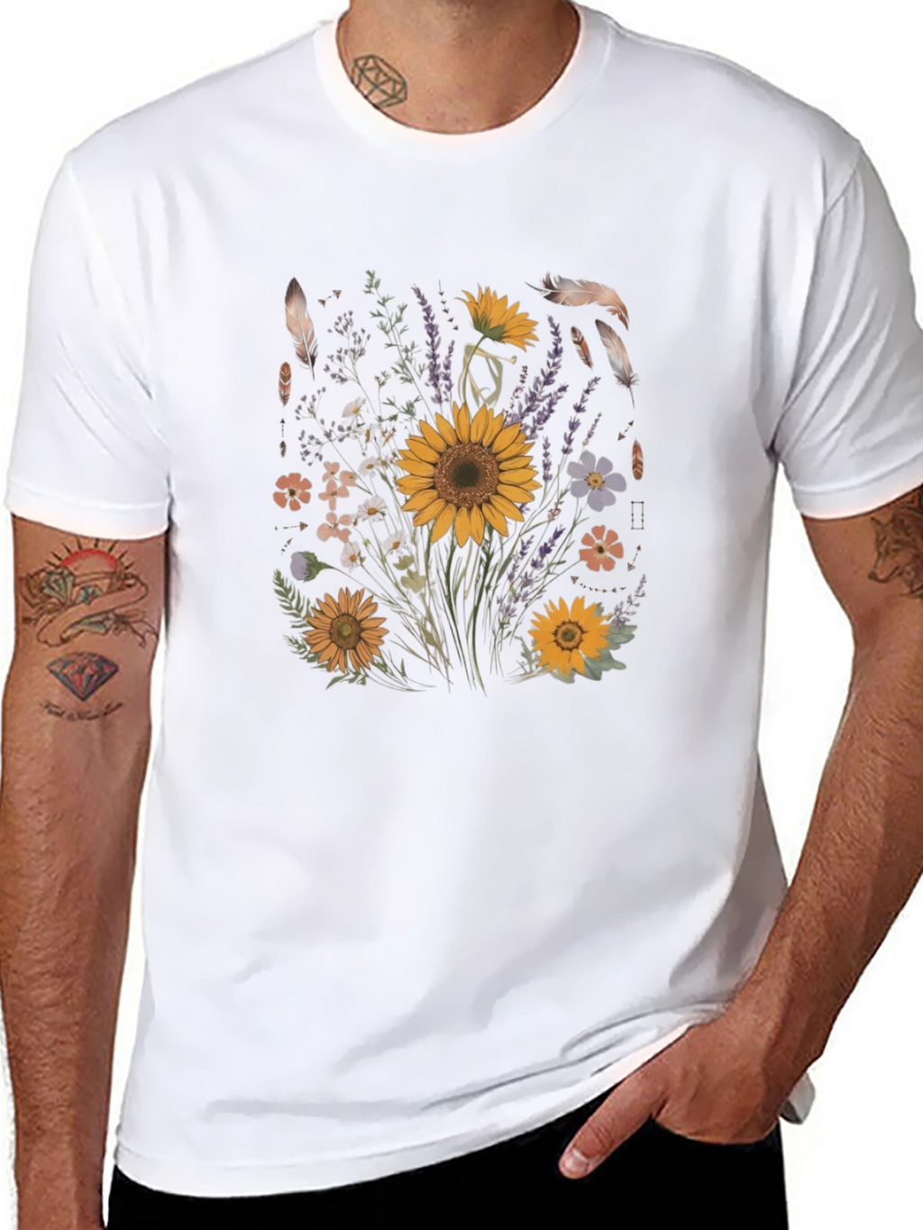 Floral Graphic Tee - Sunflower Design