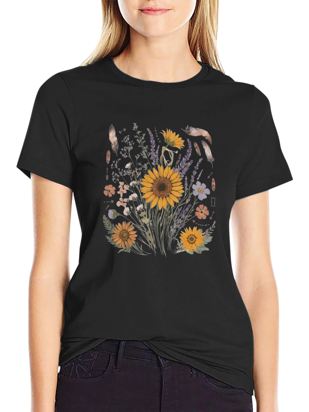 Floral Graphic Tee - Sunflower Design