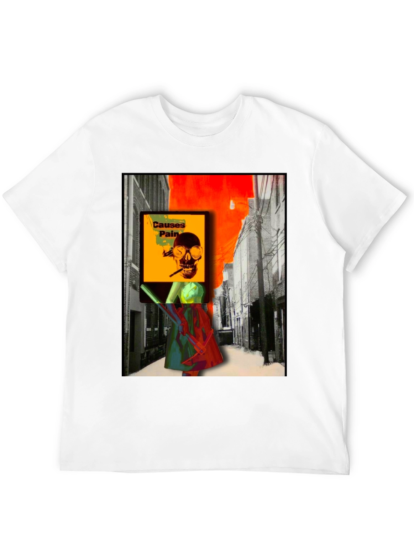 Edgy Graphic T-Shirt - Causes Pain Skull Design